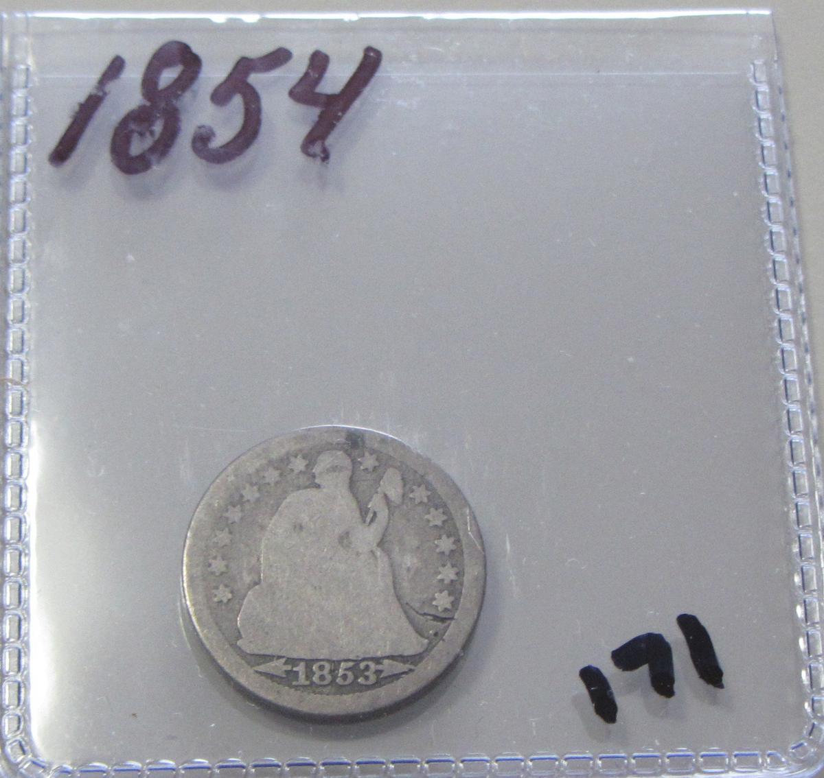 1854 SEATED DIME