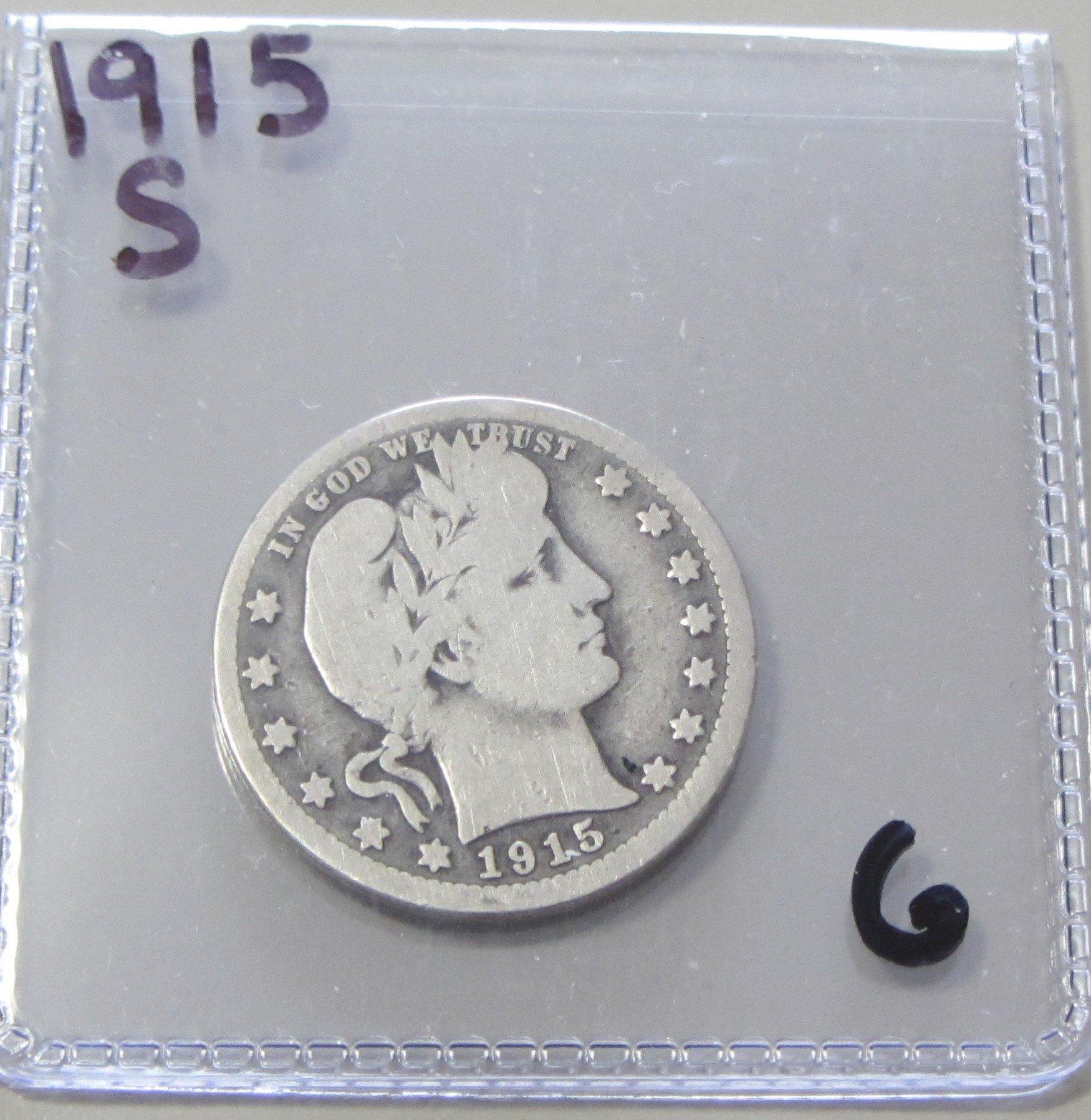 1915-S BARBER QUARTER