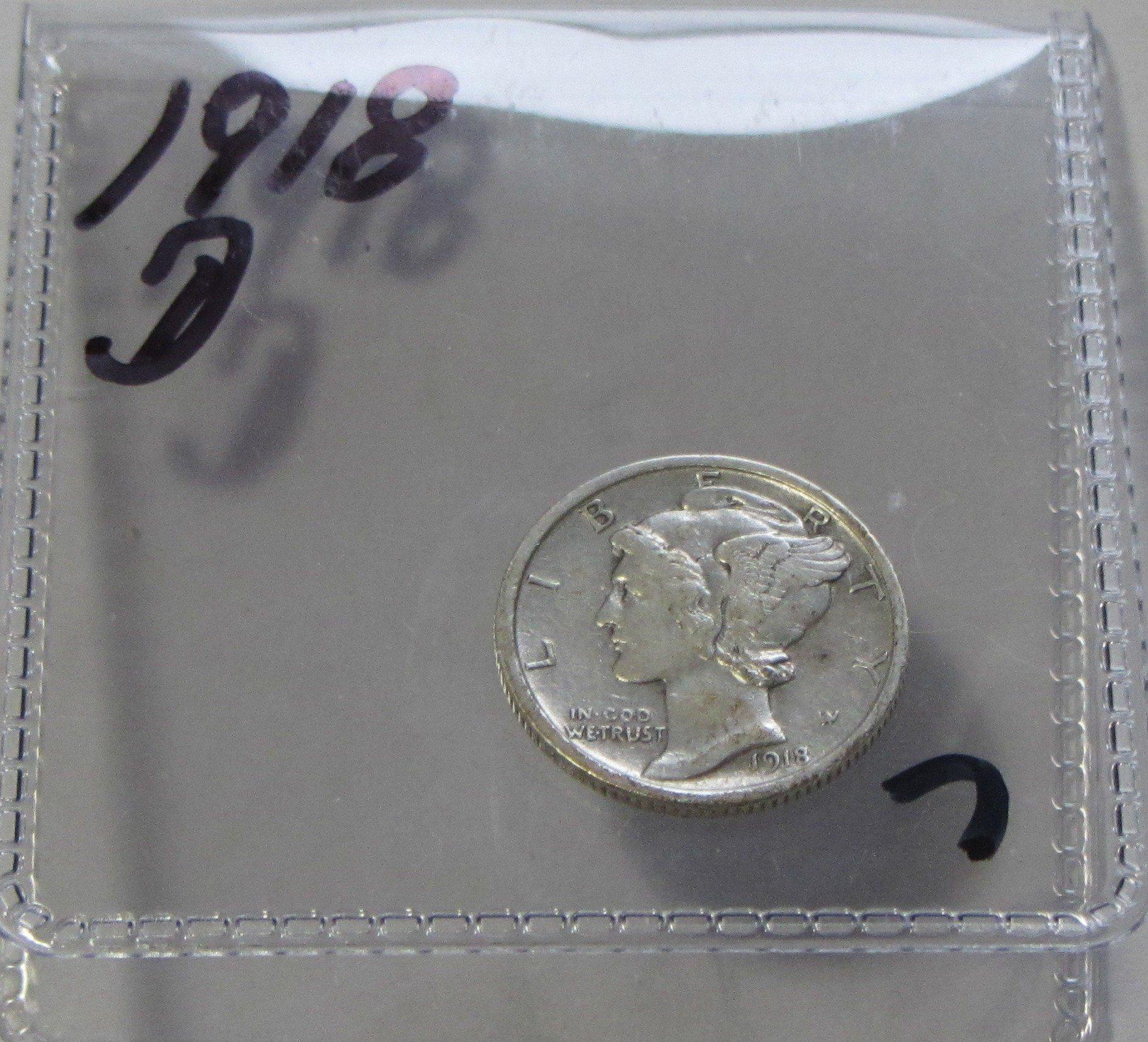 1918-D MERCURY DIME