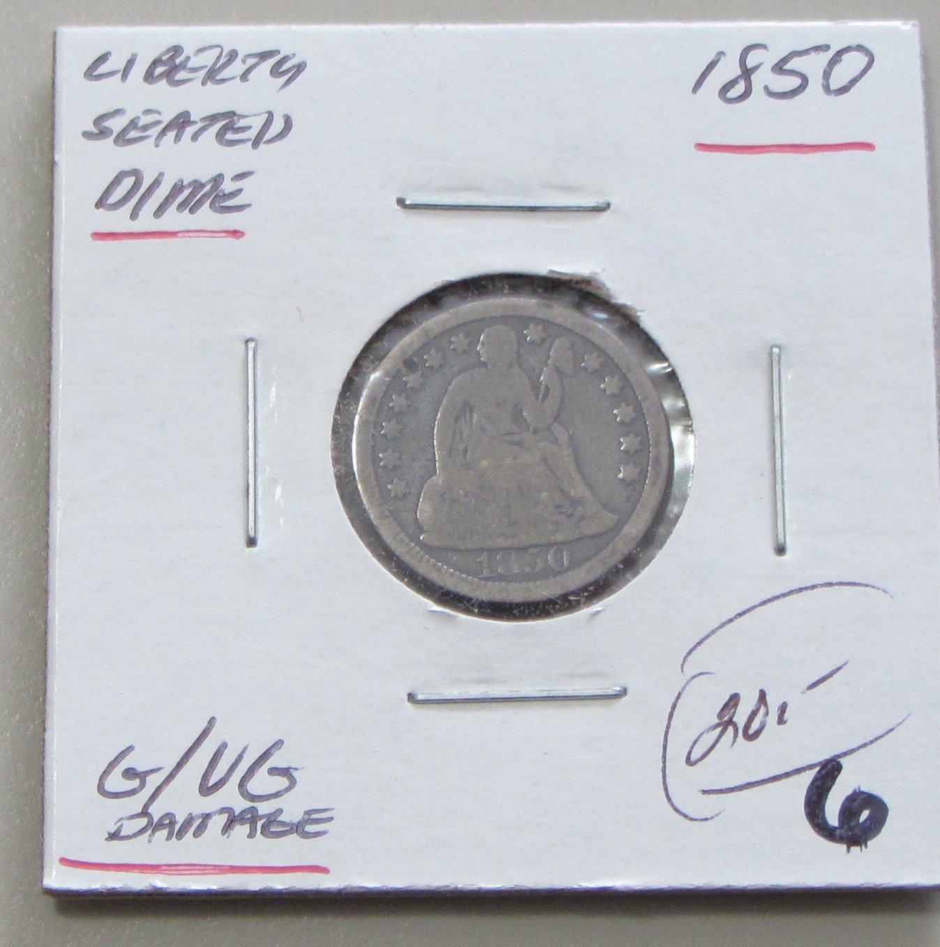 1850 SEATED DIME