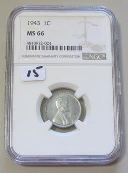 1943 STEEL CENT NGC GEM MS  66