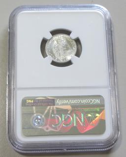 1938-D GEM MERCURY DIME NGC 66 FB FULL BANDS