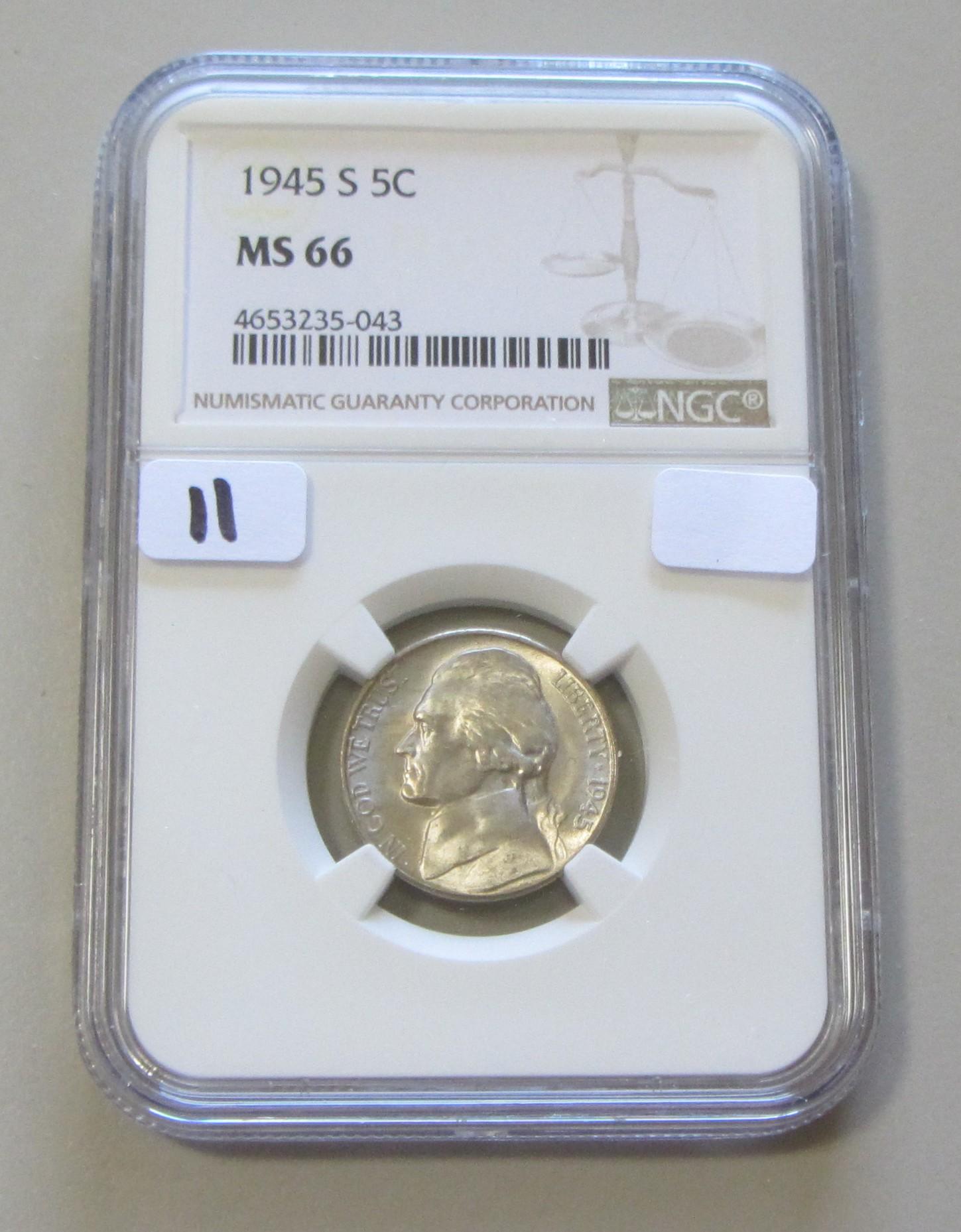 1945-S SILVER NICKEL NGC MS 66