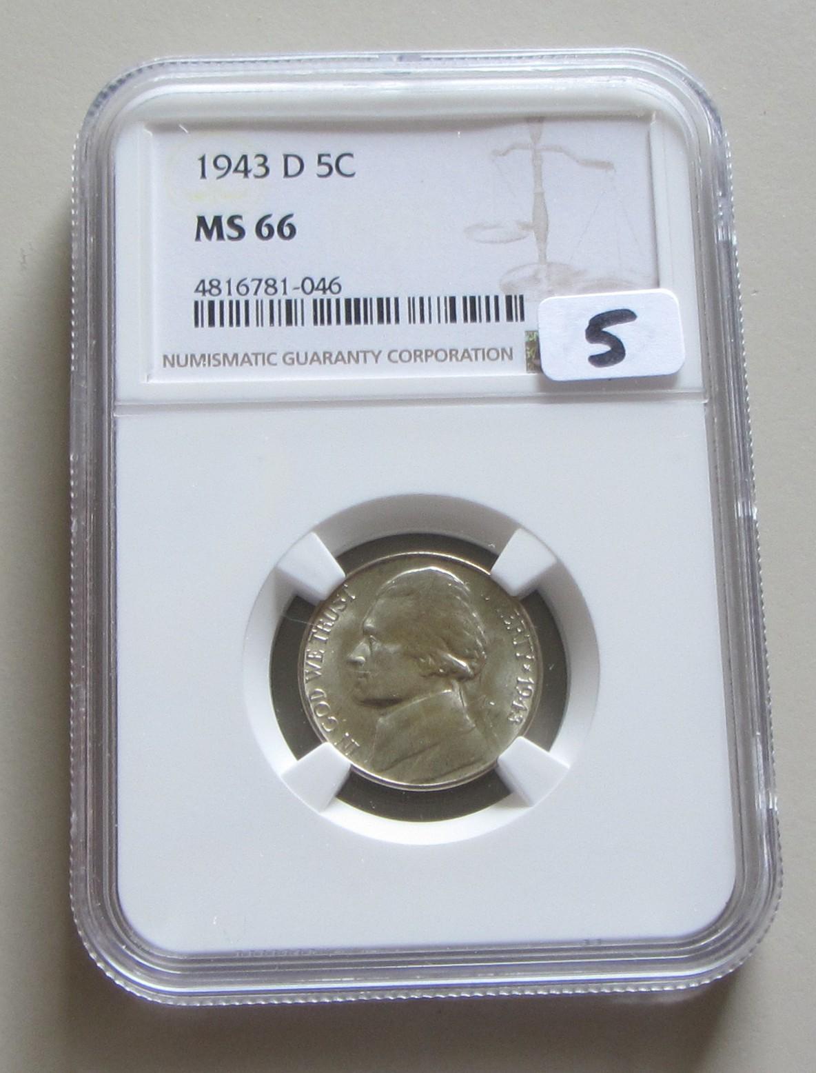 1943-D SILVER NICKEL NGC MS 66