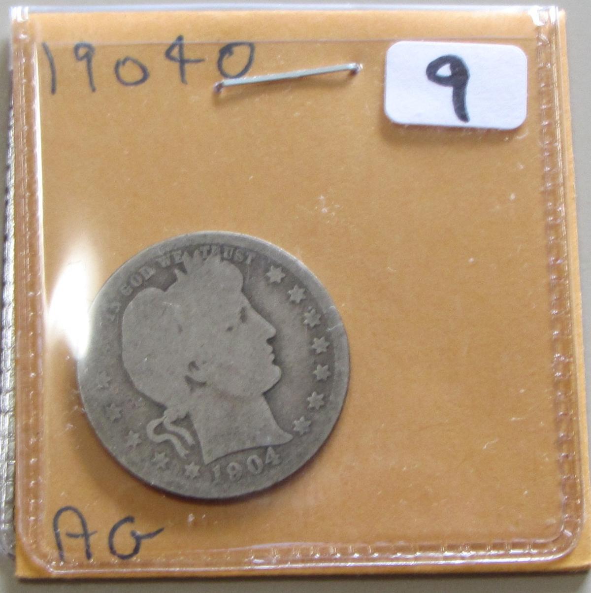 1904-O BARBER QUARTER