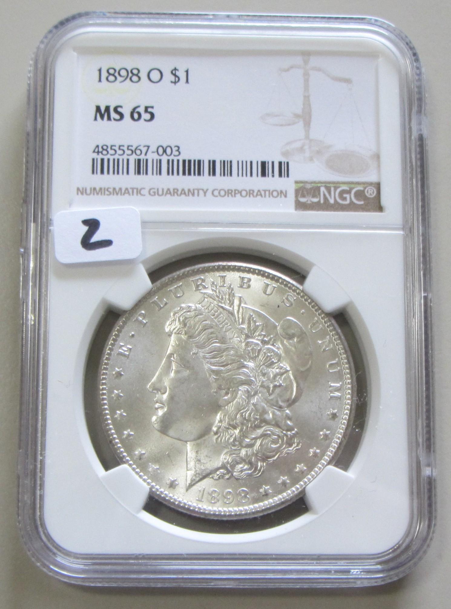 $1 1898-O GEM MORGAN NGC MS 65