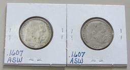 1937A 1938A GERMANY SILVER 2 MARK COINS