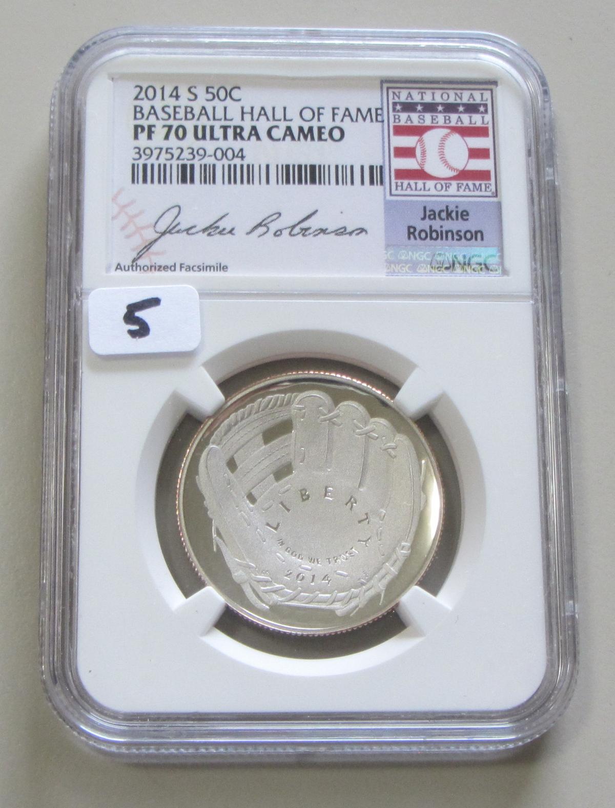 2014-S BASEBALL HALL OF FAME PROOF 70 NGC JACKIE ROBINSON