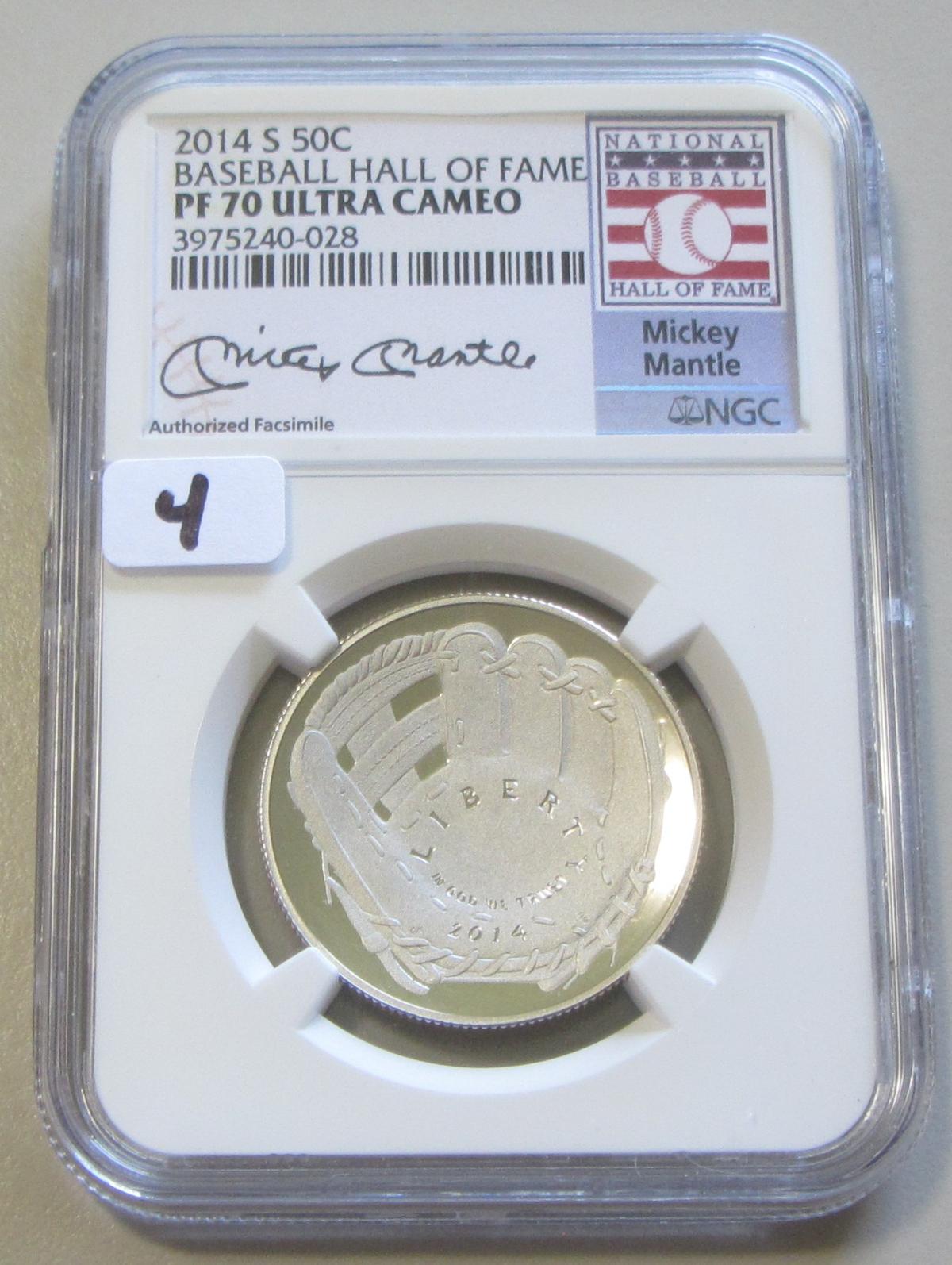 2014-S BASEBALL HALL OF FAME MICKEY MANTLE NGC PROOF 70