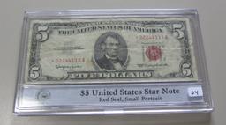 STAR $5 RED SEAL LEGAL TENDER