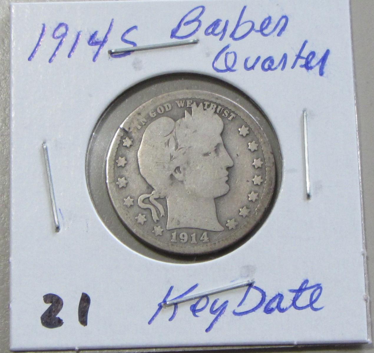 1914-S Barber Quarter - Key Date