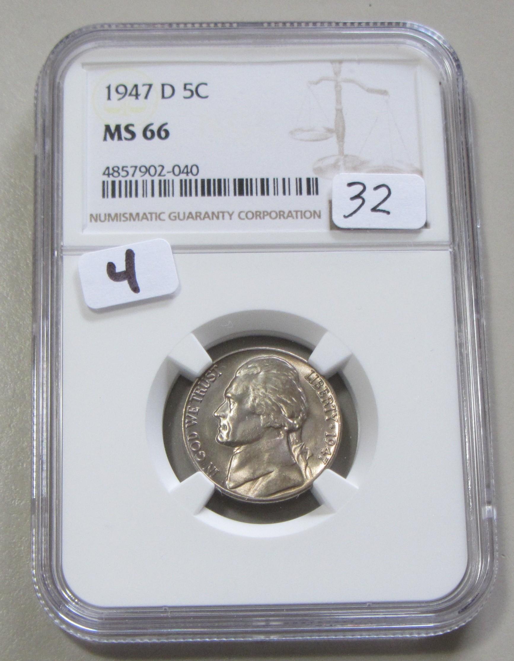 1947-D JEFFERSON NICKEL MS 66