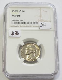 1956-D JEFFERSON NICKEL NGC 66