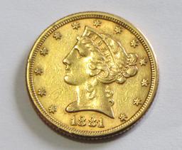 $5 1881 GOLD LIBERTY HALF EAGLE