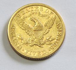 $5 GOLD 1881 HALF EAGLE