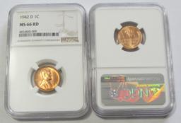 1942-D RED WHEAT CENT NGC MS 66 GEM