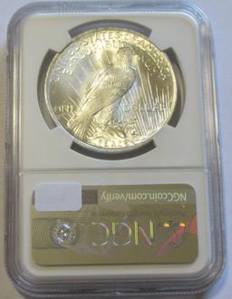 GEM $1 1923 PEACE NGC MS 65