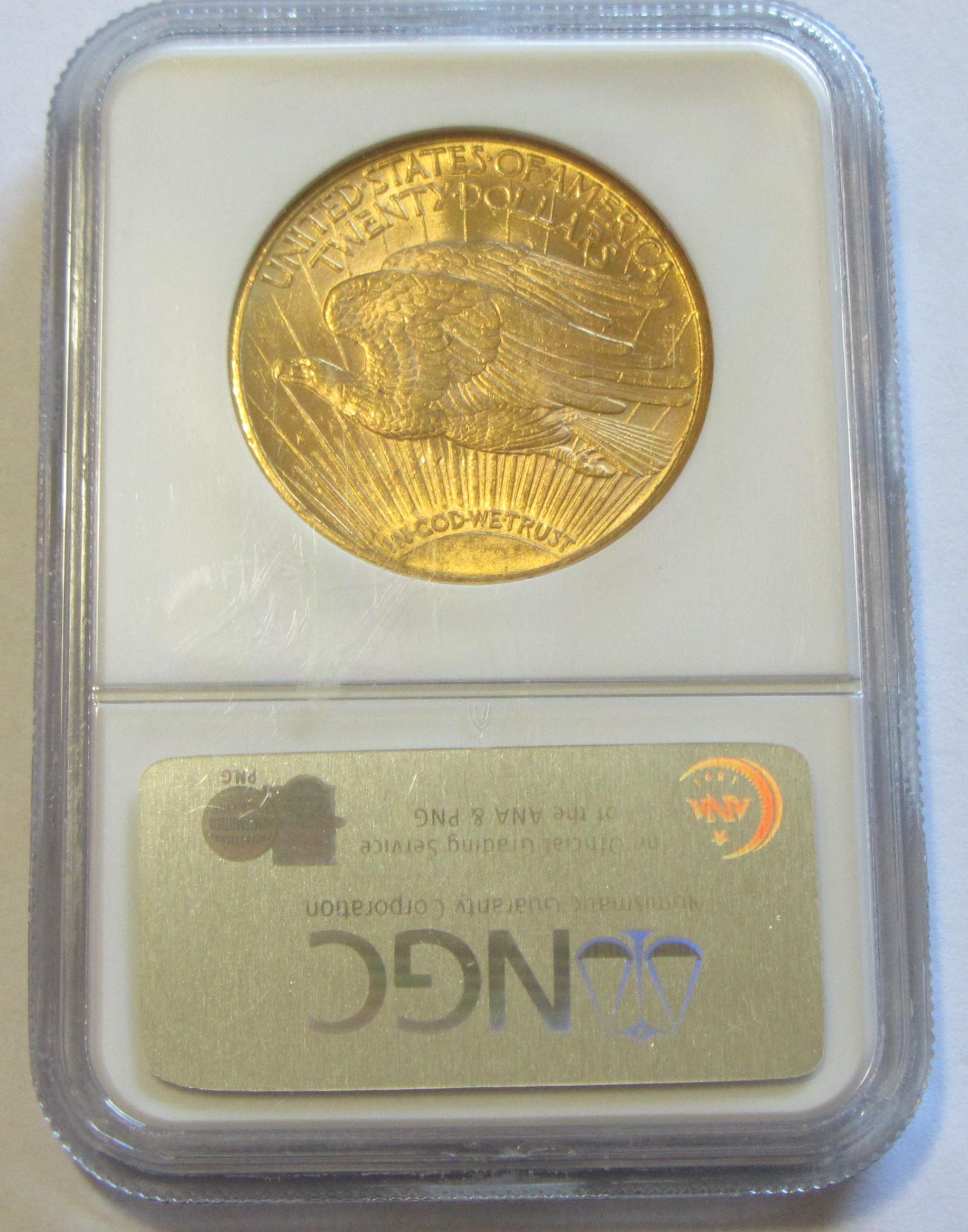 $20 GOLD 1915-S ST. GAUDENS DOUBLE EAGLE NGC MINT STATE 62