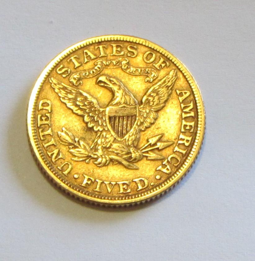 $5 1892 GOLD HALF EAGLE