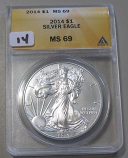 2014 SILVER EAGLE ANACS $1 69