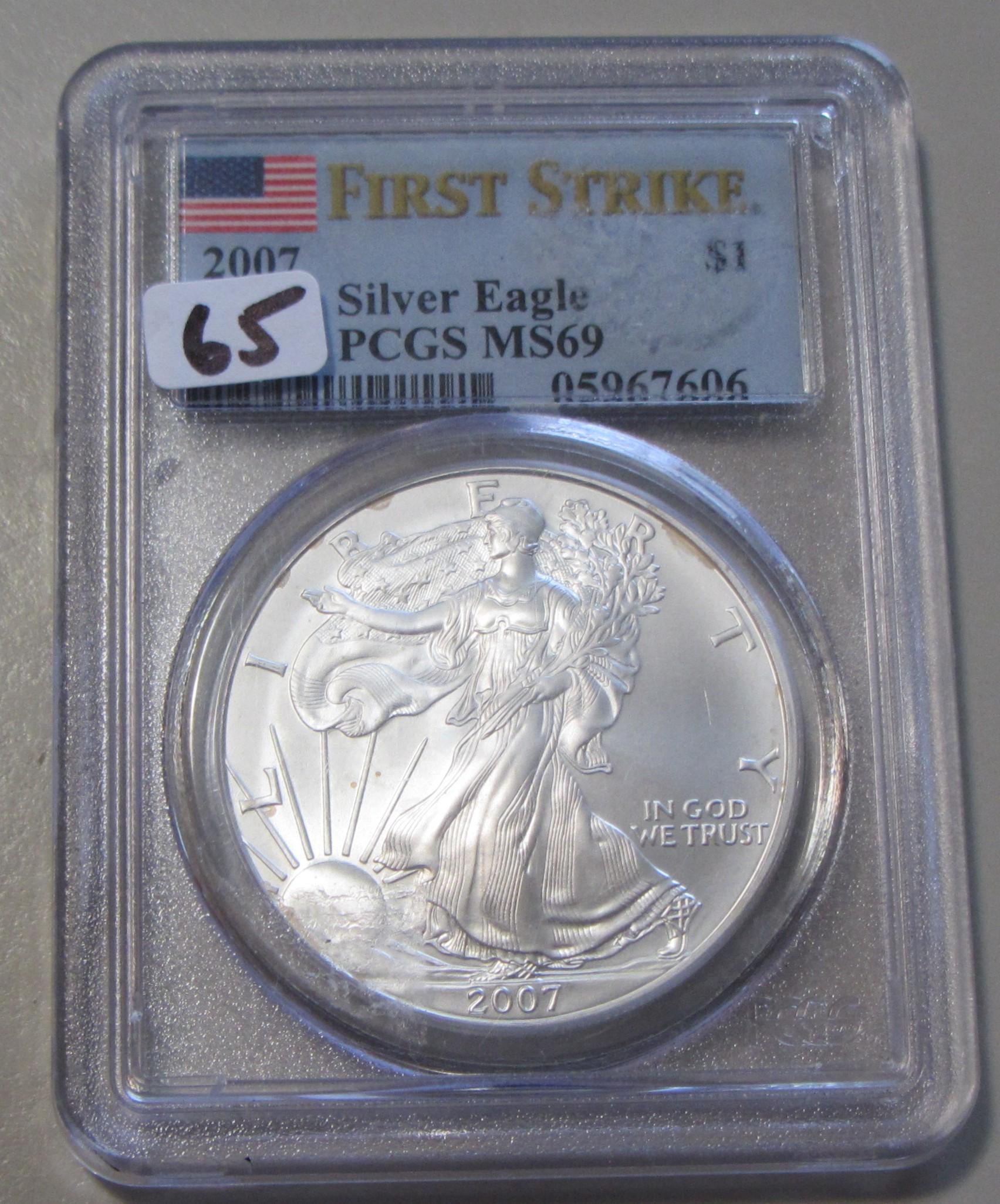 2007 SILVER EAGLE PCGS 69