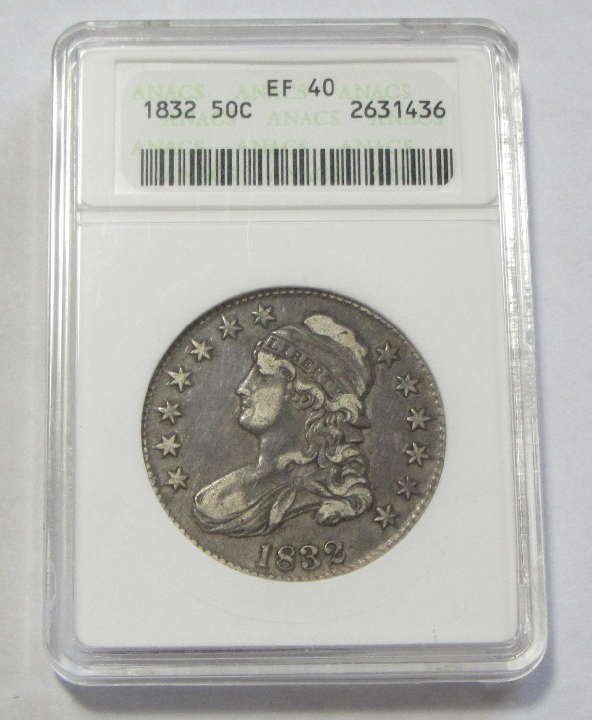 1832 CAPPED BUST HALF ANACS XF 40