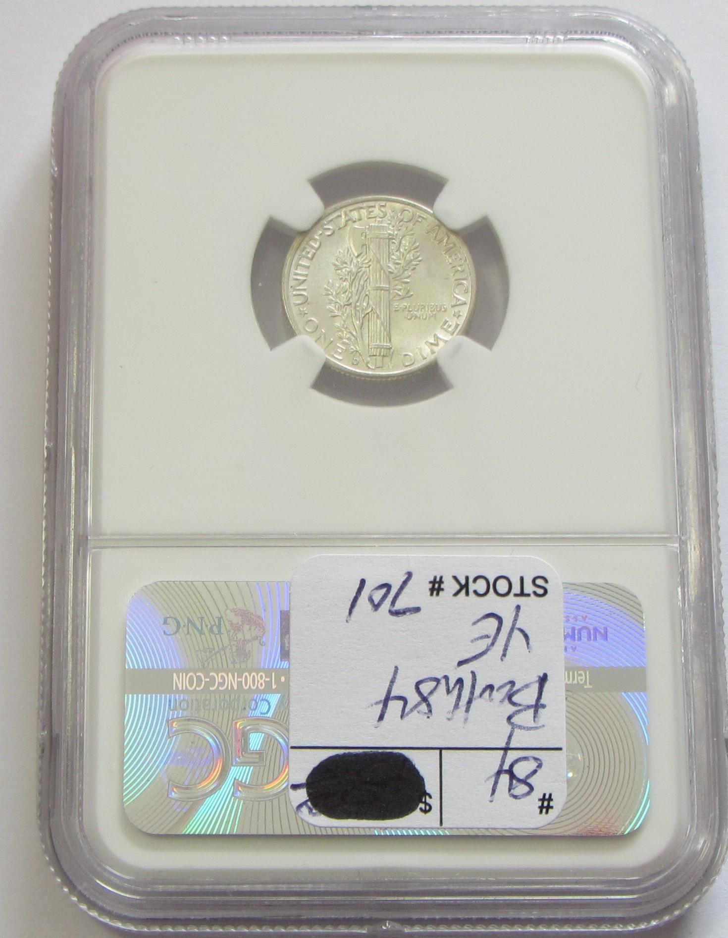 1943-D MERCURY DIME NGC 62 FB