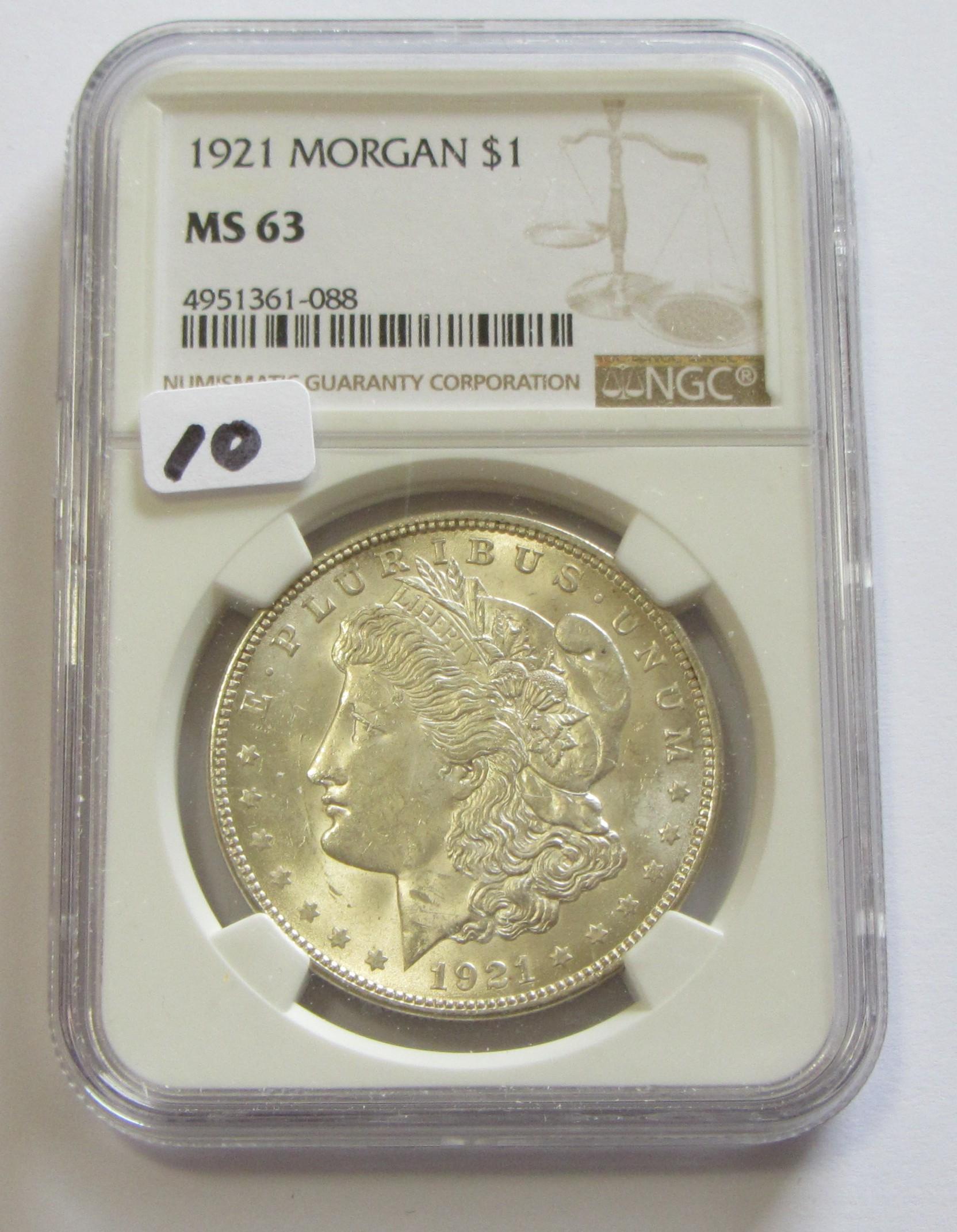 1921 $1 MORGAN NGC 63