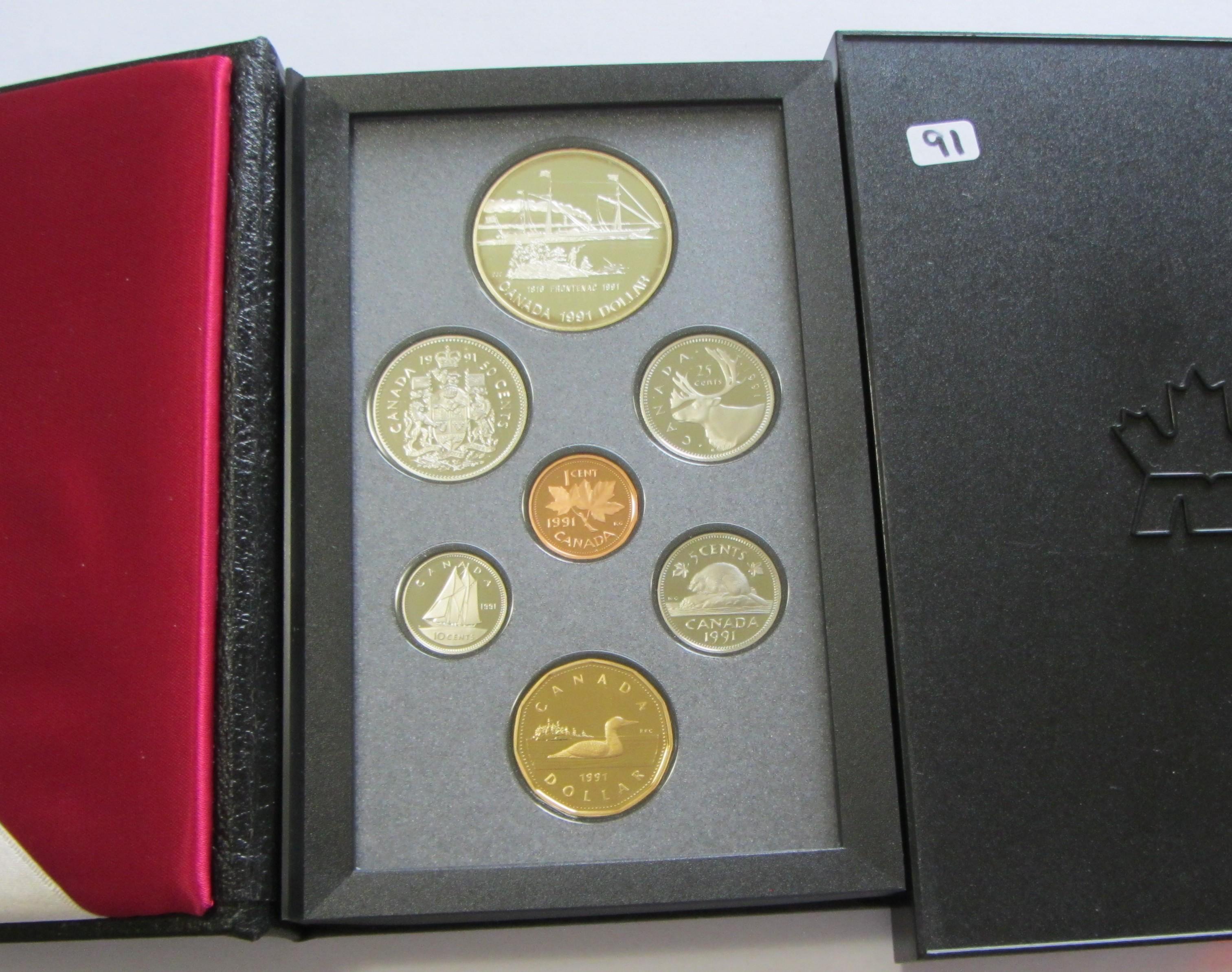 Canada 1991 Proof set With Silver $1 Ship-Frontenac W/Box & COA