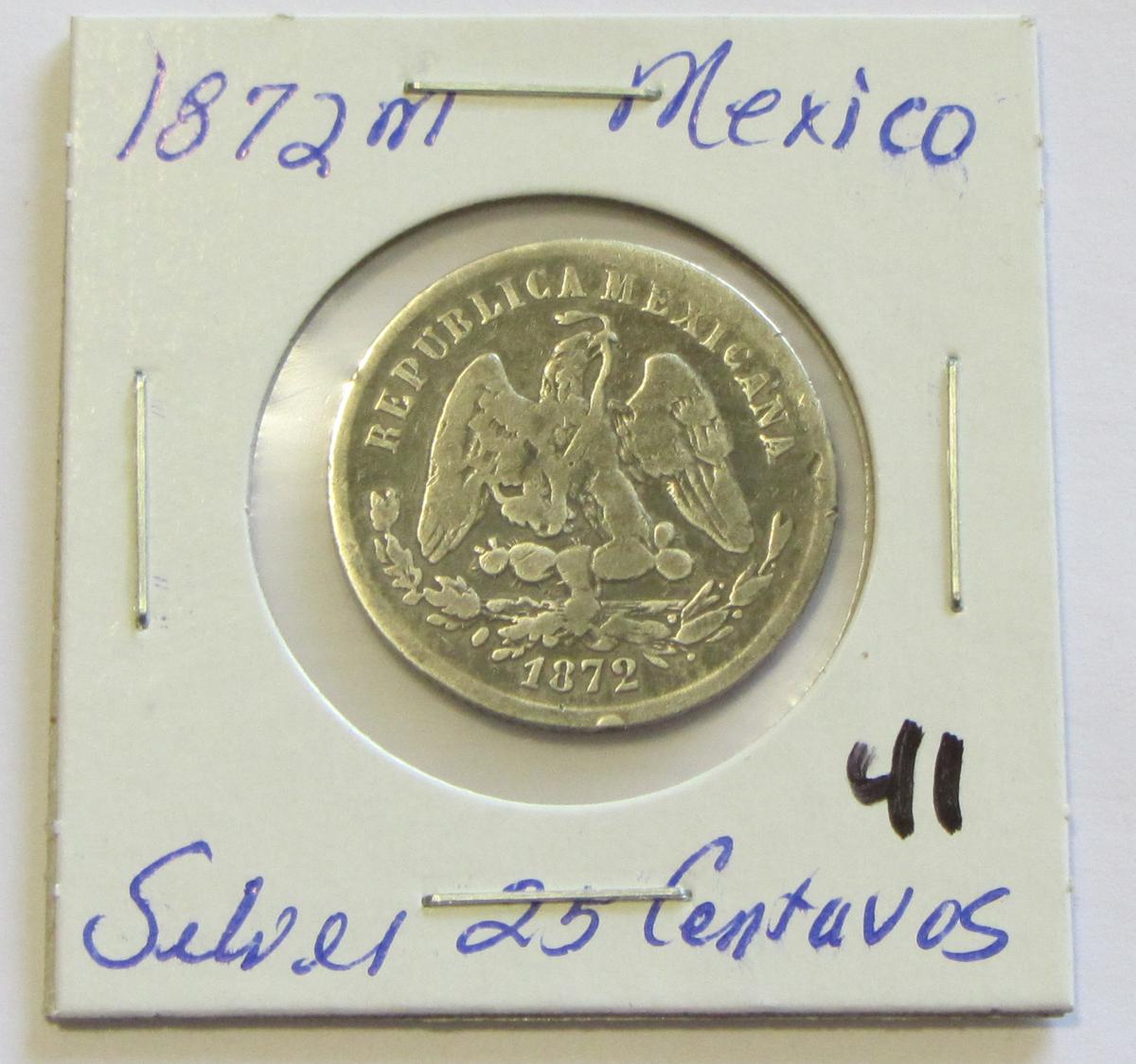 1872M Mexico 25 Silver Centavos