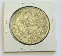 1934 Peru Silver Un Sol