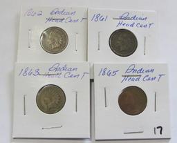 Lot of 4 - 1861, 1862, 1863 & 1865 Indian Head Cent