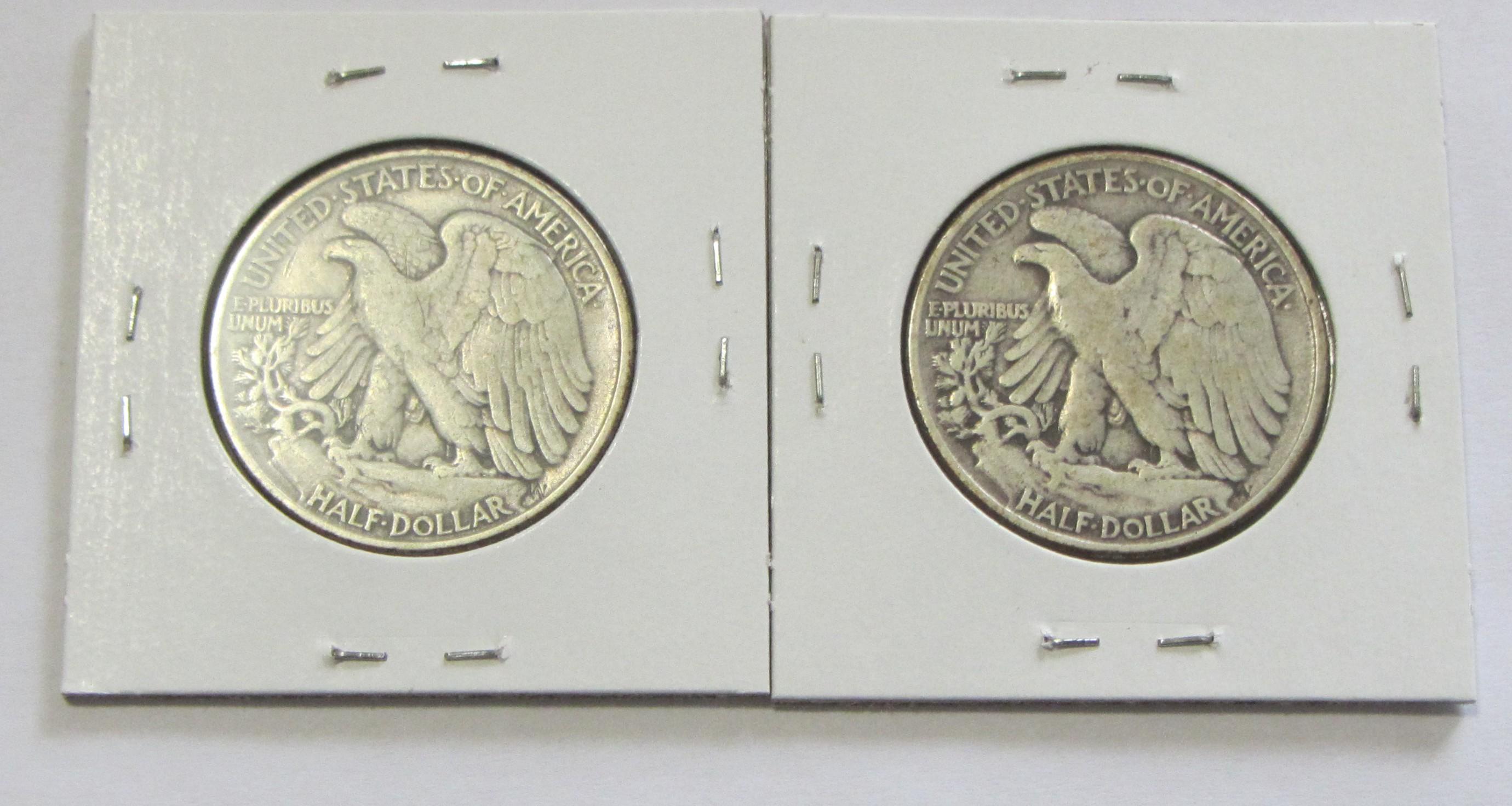 Lot of 2 - 1944 & 1945 Walking Liberty Half Dollar