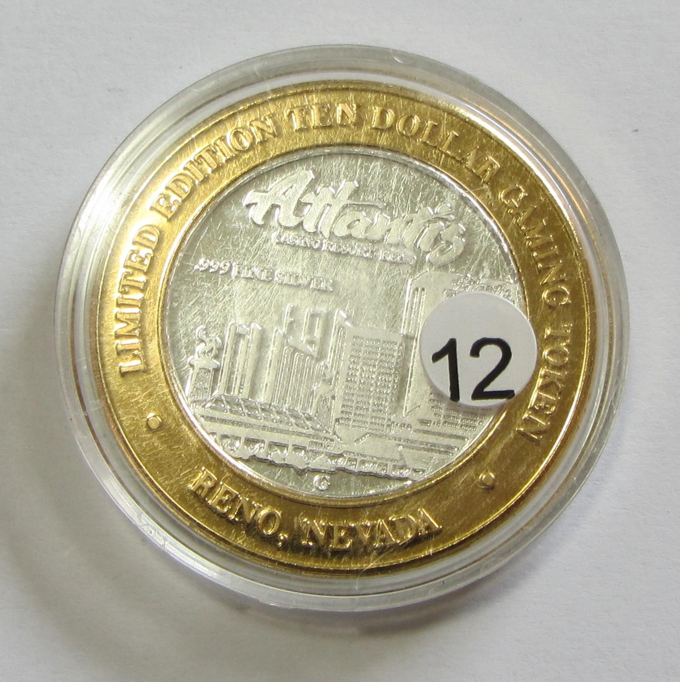 ATLANTIS $10 SILVER CASINO ROUND .999 FINE