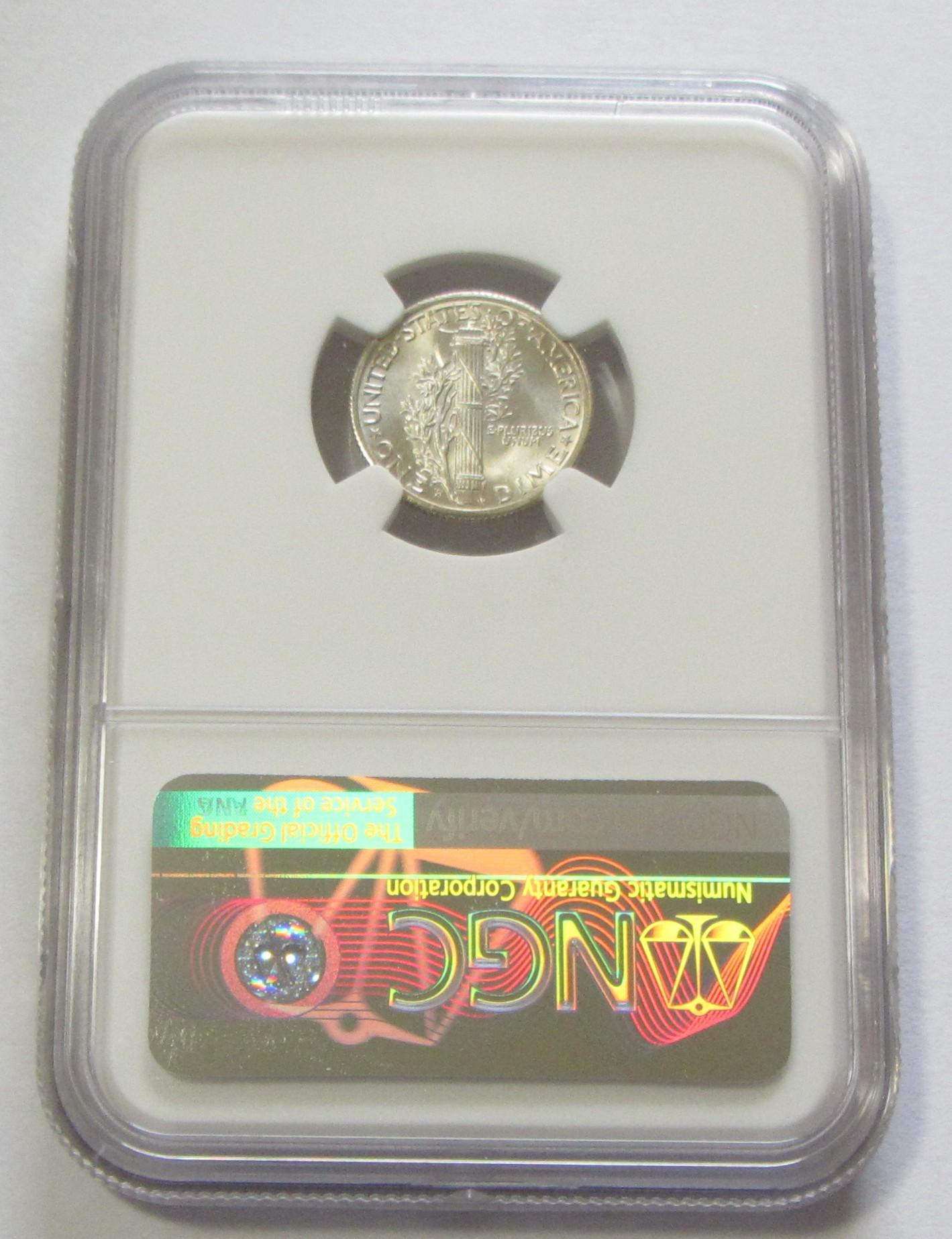 1943-S MERCURY DIME NGC 66