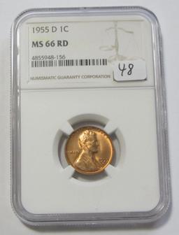 1955-D WHEAT CENT RED NGC 66