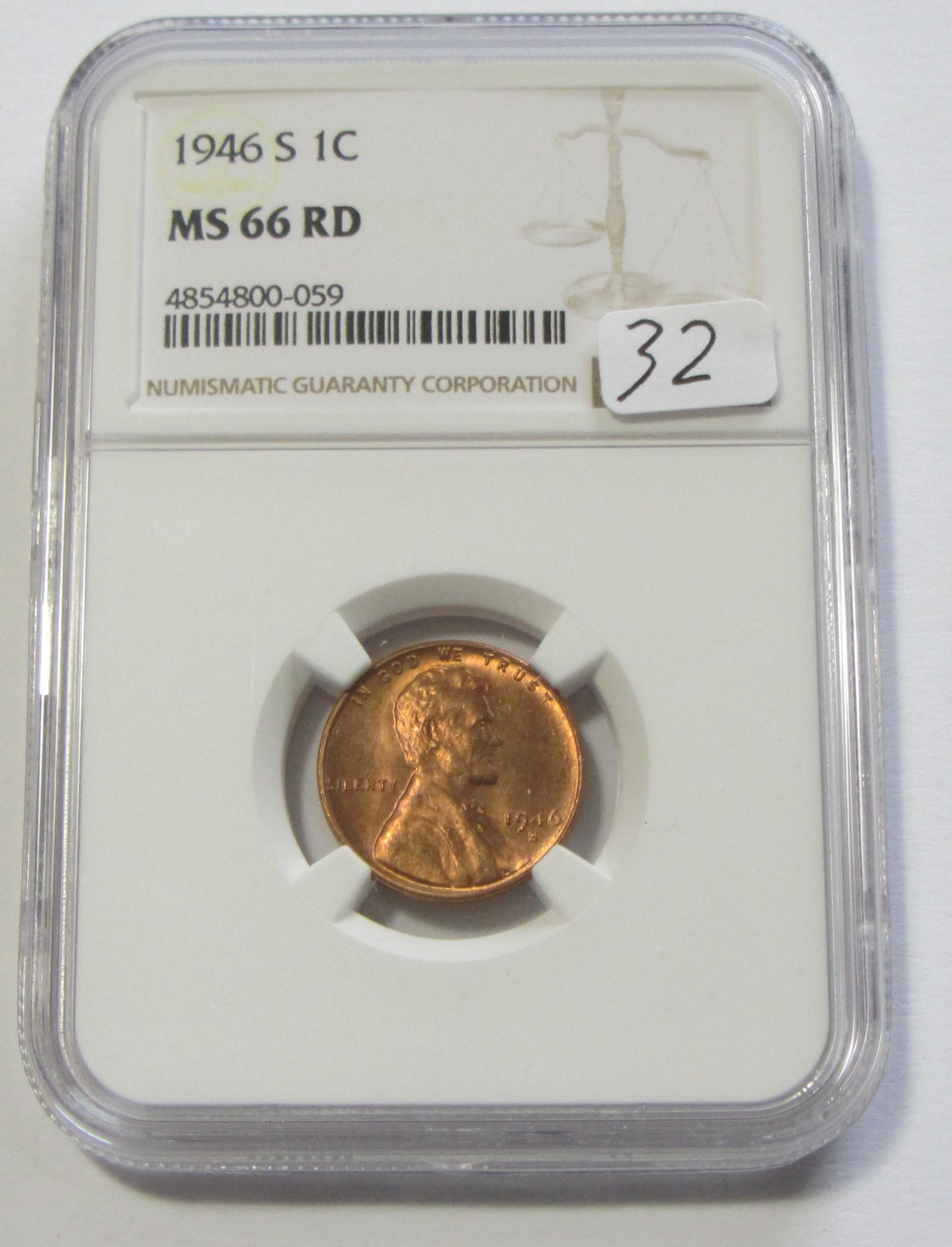 1946-S WHEAT CENT NGC 66