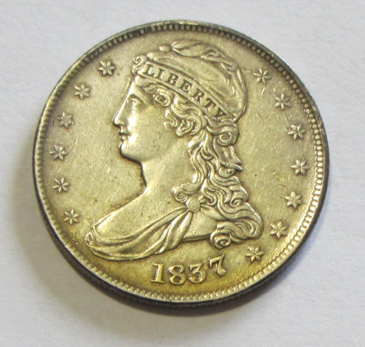 HIGH GRADE 1837 BUST HALF MARK ON REVERSE BID IS $335 IN XF