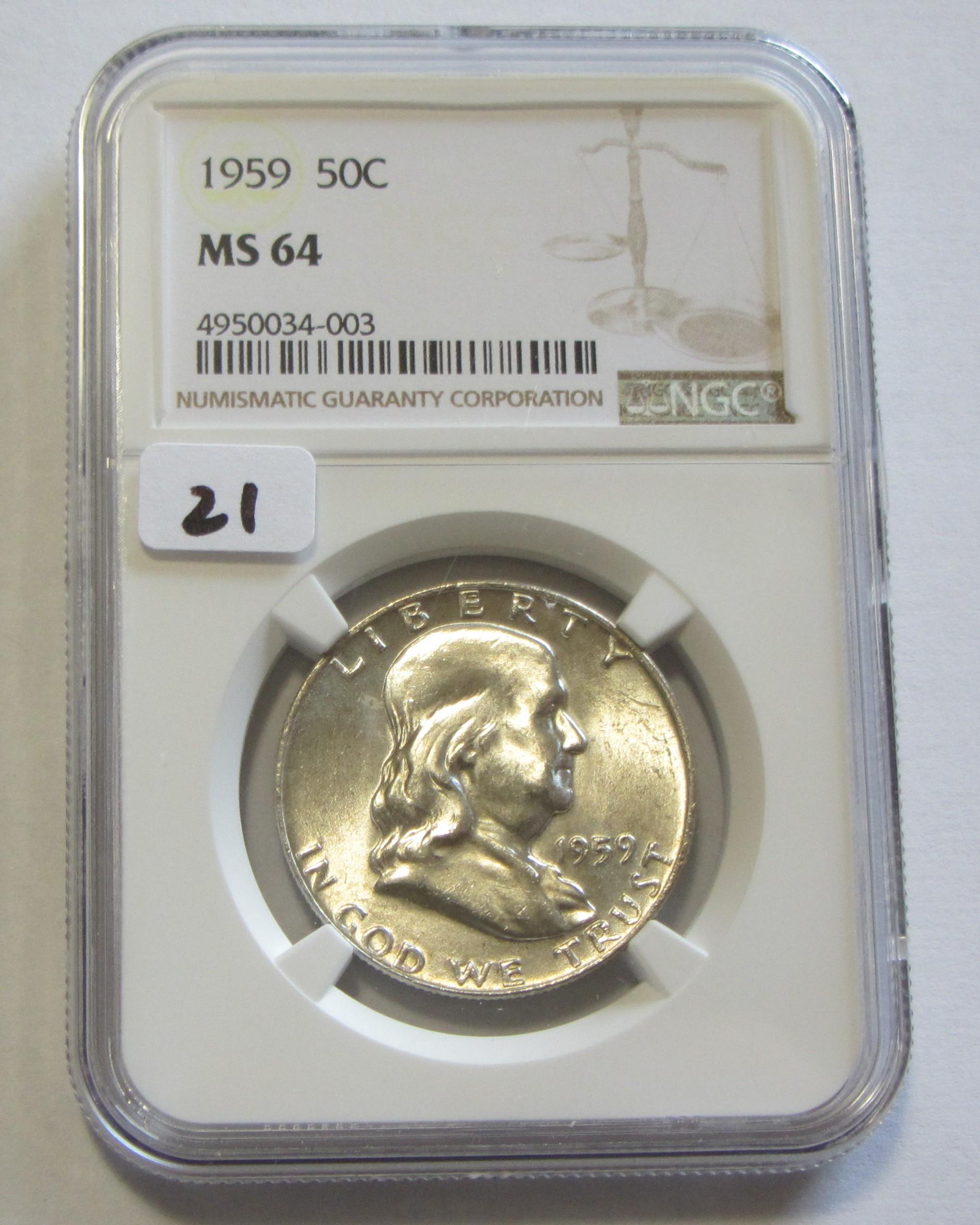 1959 FRANKLIN HALF NGC 64