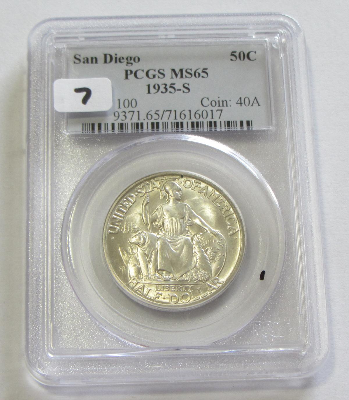 BLAST WHITE SAN DIEGO COMMEMORATIVE PCGS 65 1935-S