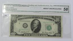 $10 1950-A FEDERAL RESERVE NOTE AMOST UNC