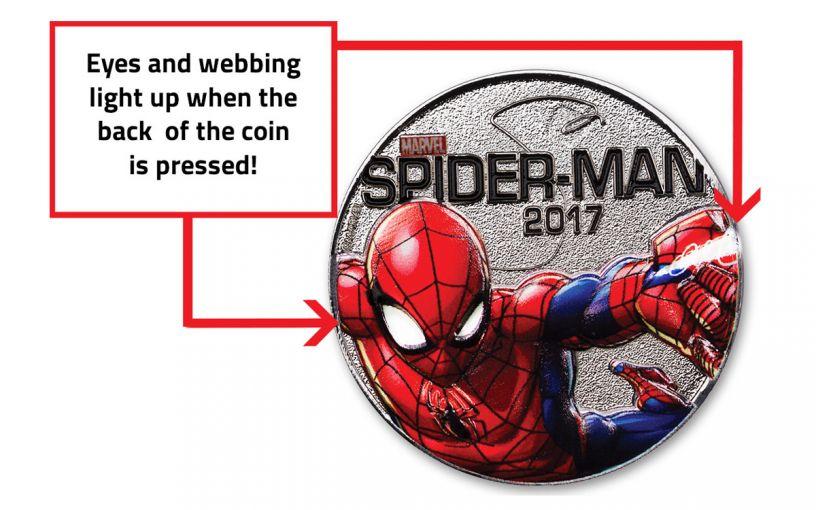 VERY NEAT LIGHT UP COINS FIJI HALF DOLLAR MARVEL SPIDERMAN IRONMAN CAPTAIN