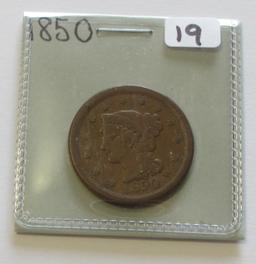 1850 LARGE BRAIDED HAIR CENT