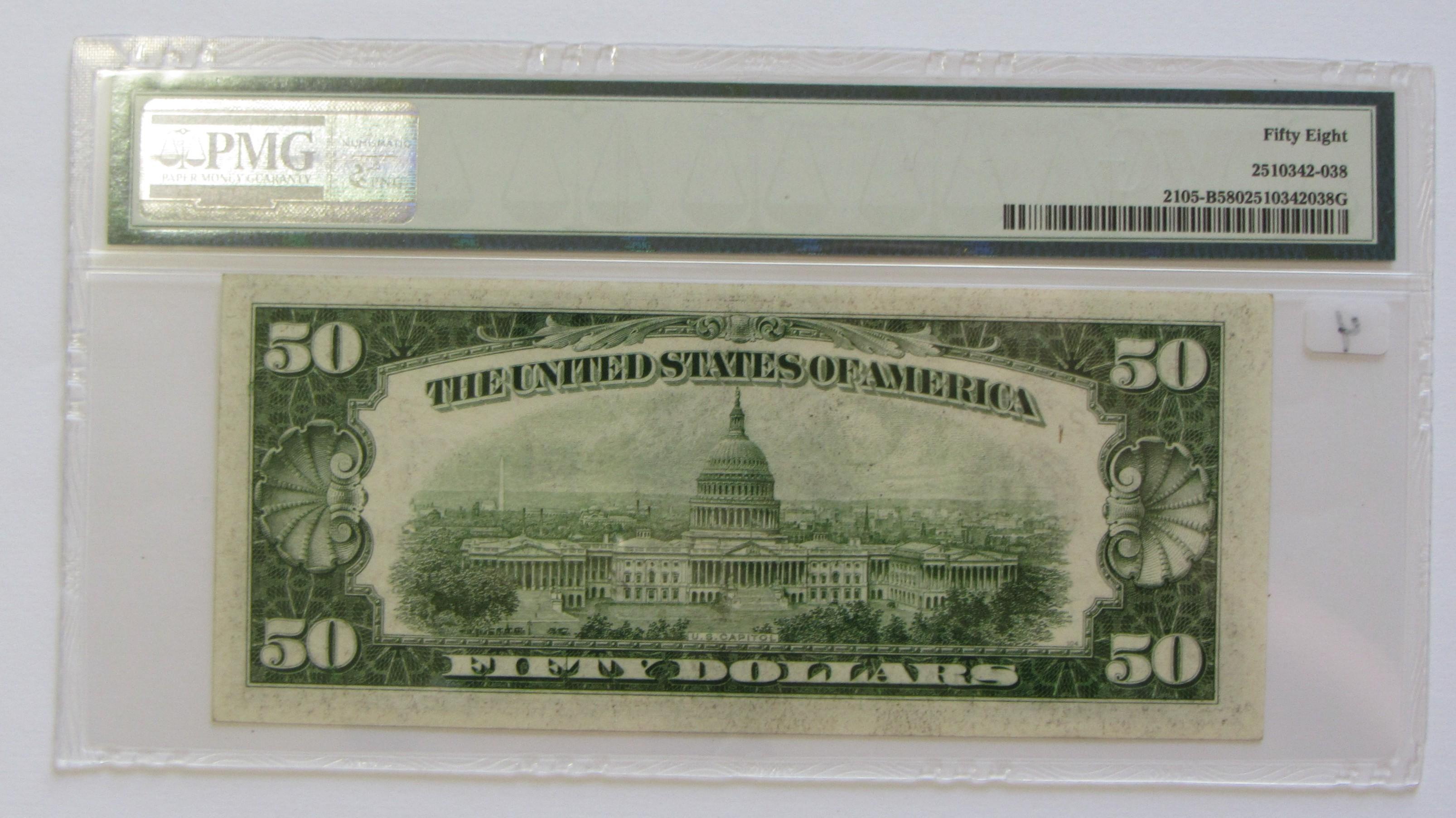 $50 1934-C FRN PMG 58
