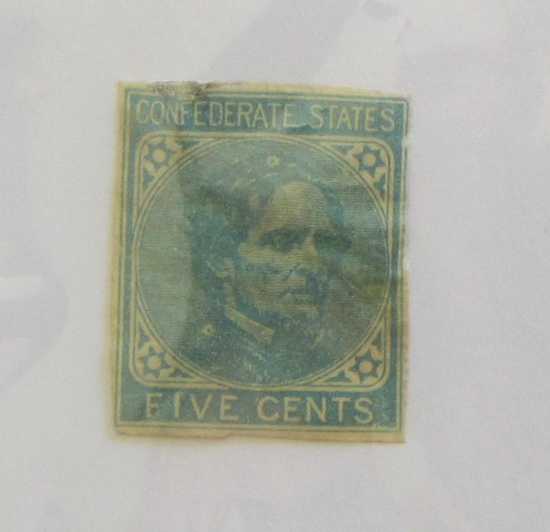 SCARCE 5 CENT CONFEDERATE STATES STAMP CIVIL WAR