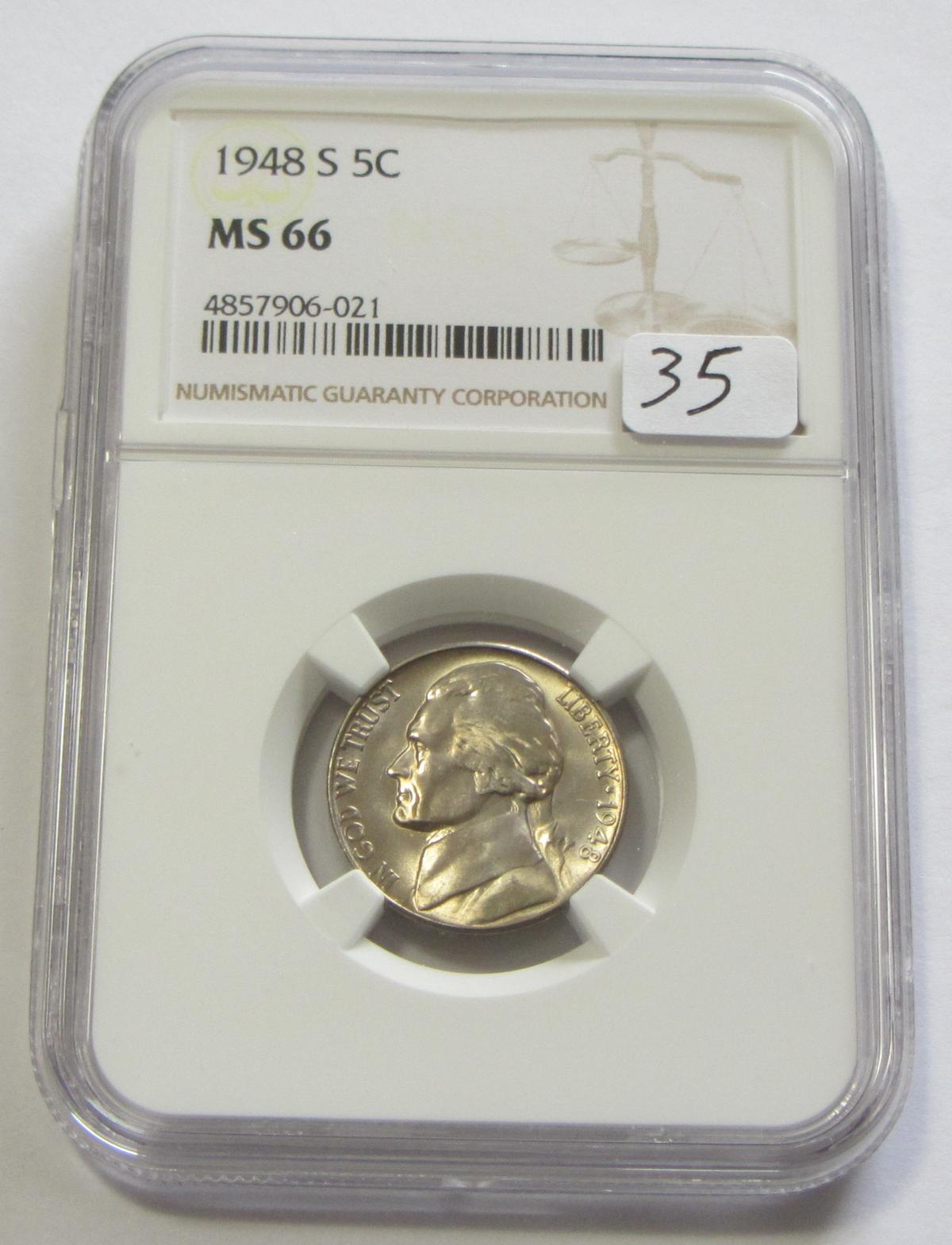 1948's NGC 66 nickel bid is 35