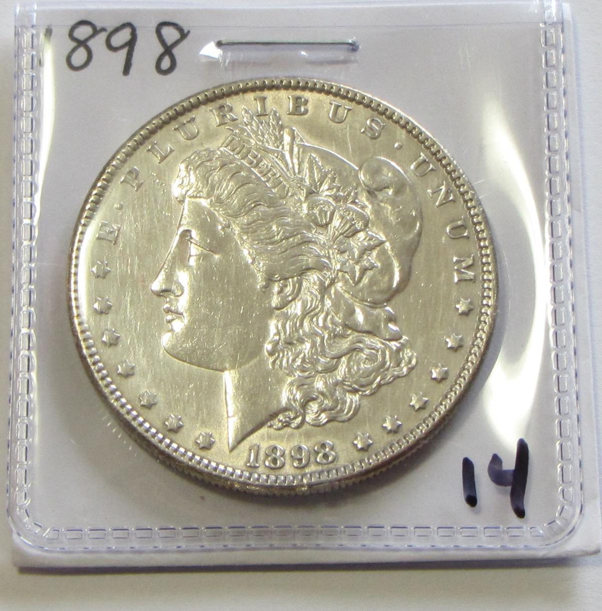 $1 1898 MORGAN SILVER DOLLAR BU