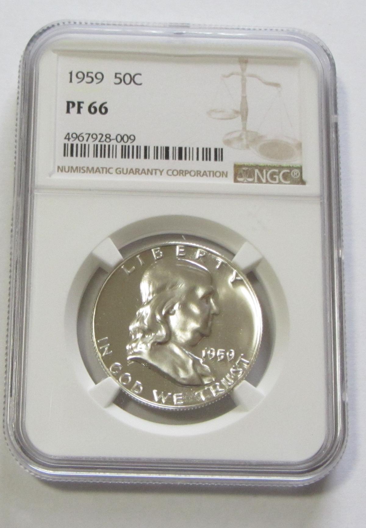 1959 FRANKLIN HALF PROOF NGC 66