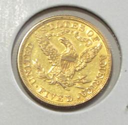 $5 GOLD 1895 HALF EAGLE CORONET BU TYPE 2