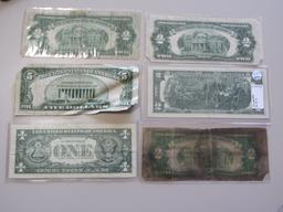 CURRENCY LOT $2 $5 FIRST DAY ISSUE RED SEALS FRN